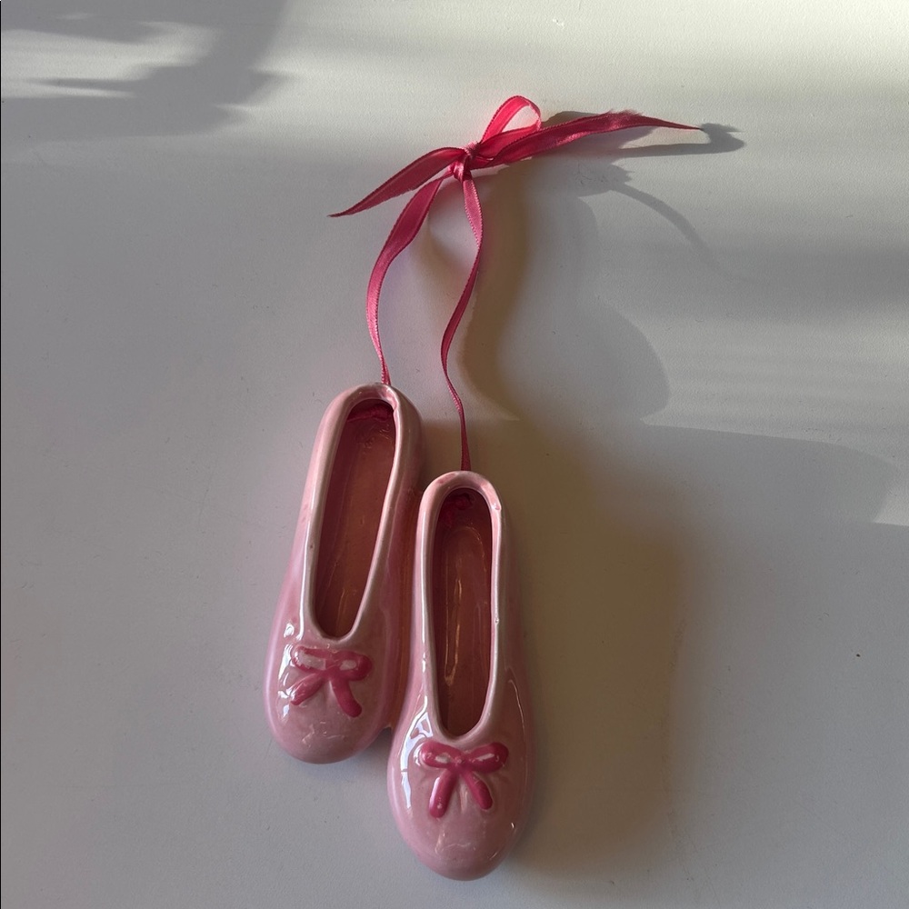Vintage ceramic pink ballet shoes decor